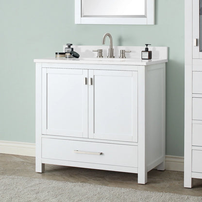 Modero 36" Freestanding Bathroom Vanity with Stone Top and Vitreous China Undermount Sink