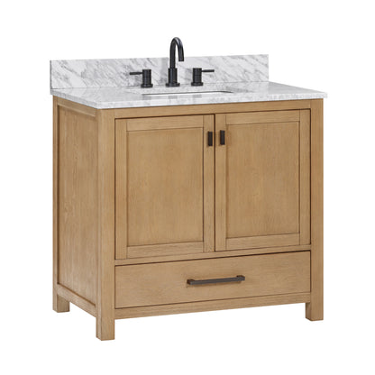 Modero 36" Freestanding Bathroom Vanity with Stone Top and Vitreous China Undermount Sink