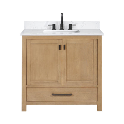 Modero 36" Freestanding Bathroom Vanity with Stone Top and Vitreous China Undermount Sink