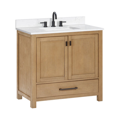 Modero 36" Freestanding Bathroom Vanity with Stone Top and Vitreous China Undermount Sink