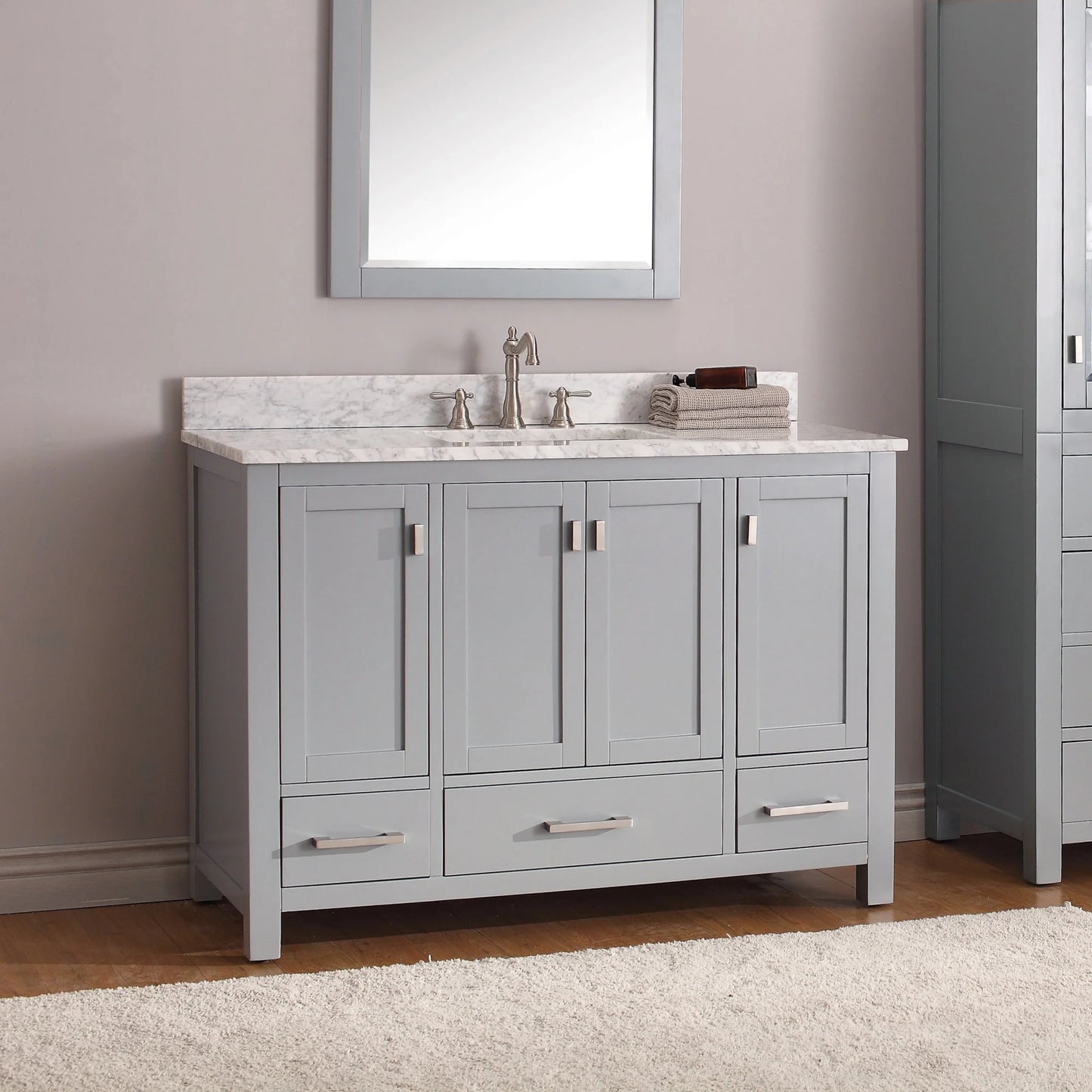 Modero 48" Freestanding Bathroom Vanity with Stone Top and Vitreous China Undermount Sink