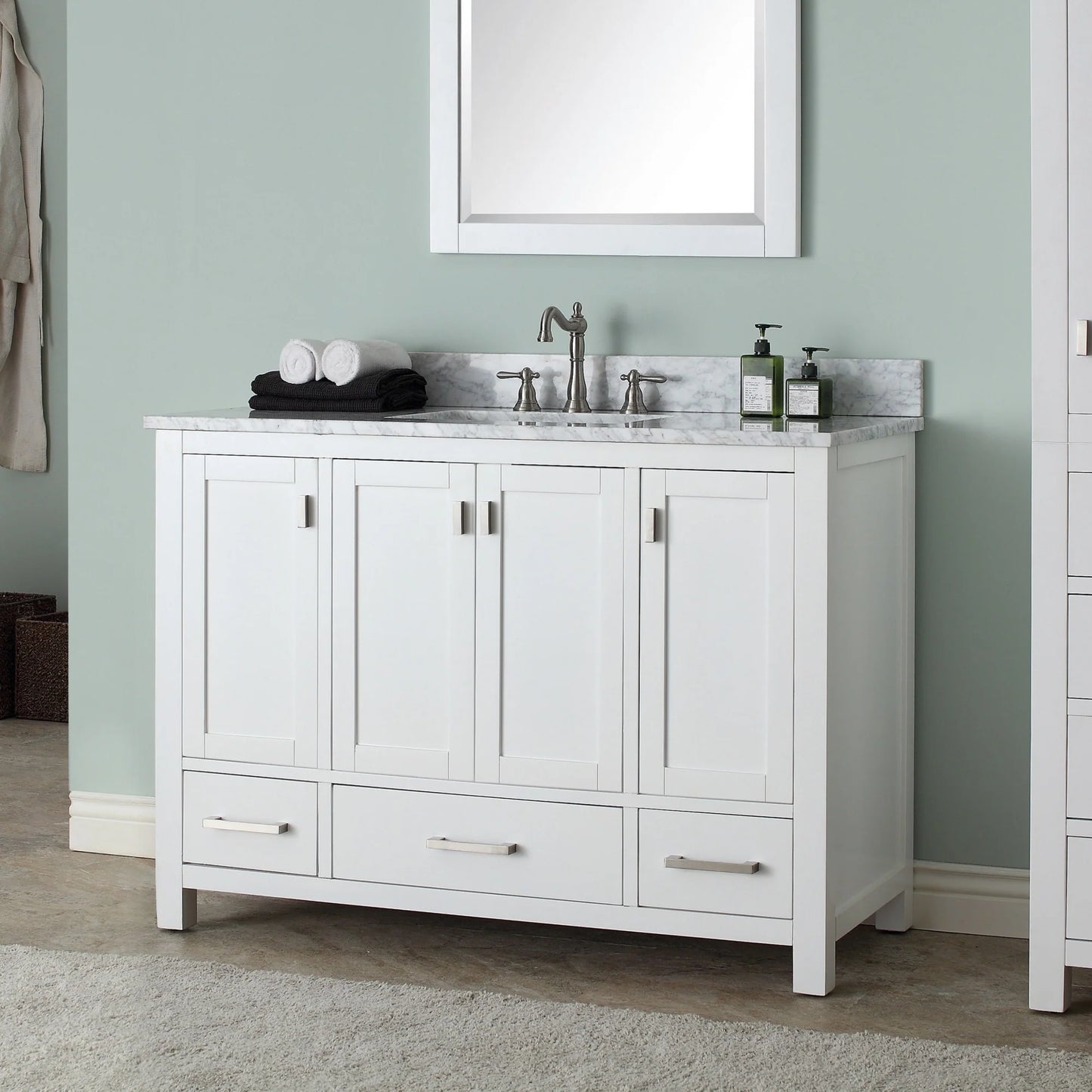 Modero 48" Freestanding Bathroom Vanity with Stone Top and Vitreous China Undermount Sink