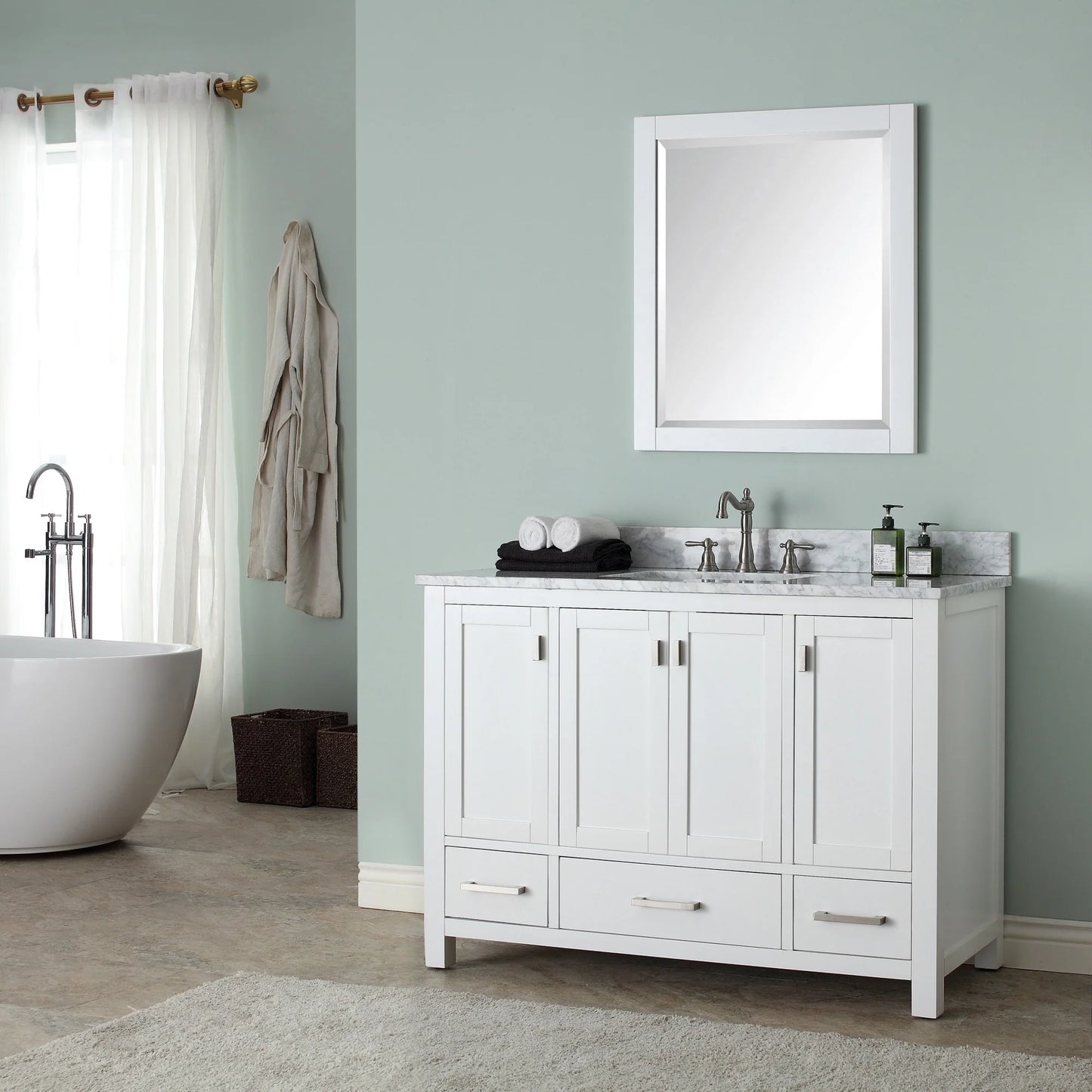 Modero 48" Freestanding Bathroom Vanity with Stone Top and Vitreous China Undermount Sink