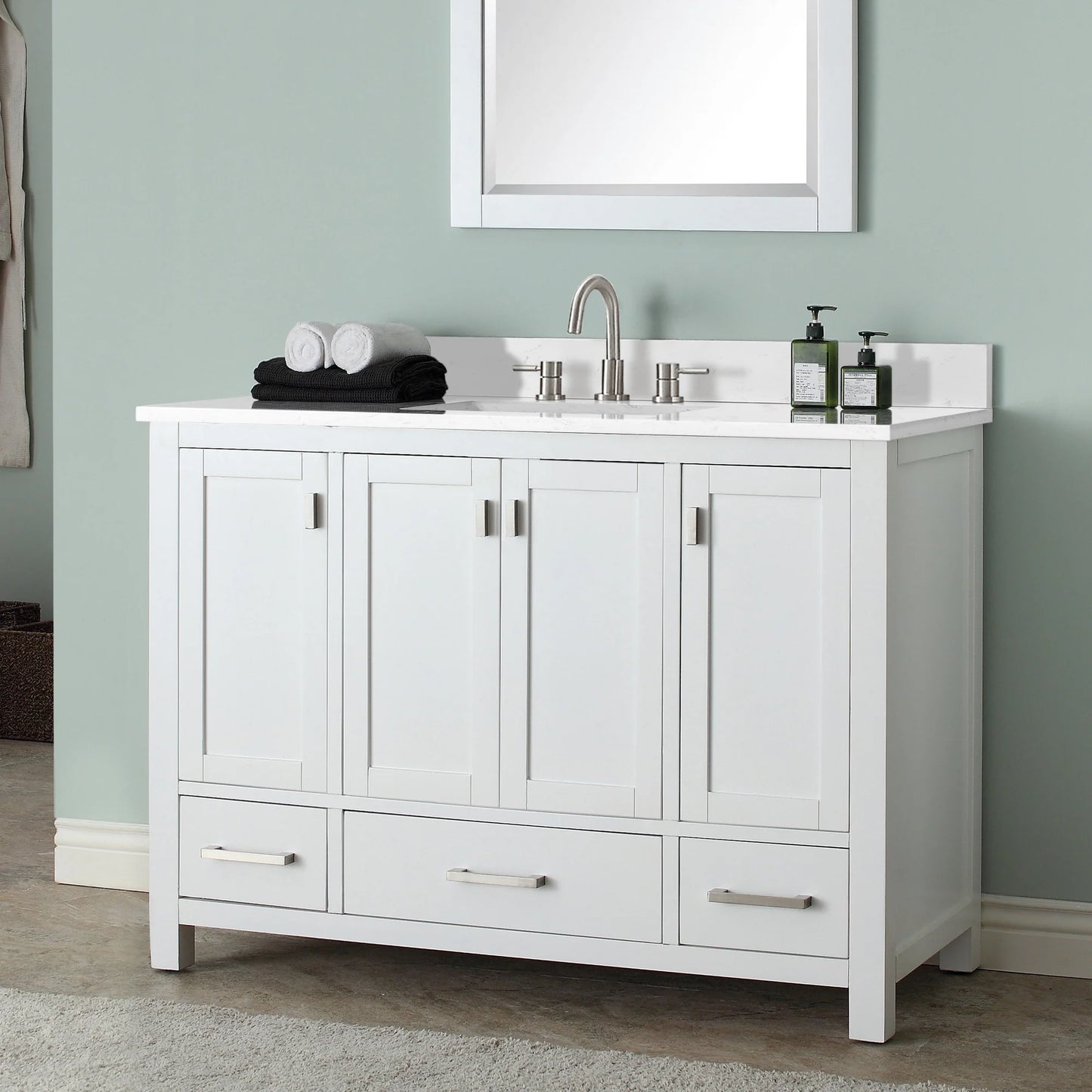 Modero 48" Freestanding Bathroom Vanity with Stone Top and Vitreous China Undermount Sink