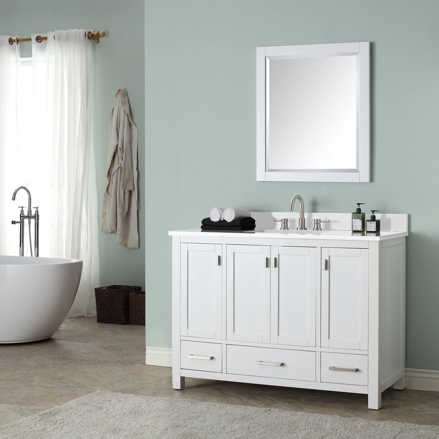 Modero 48" Freestanding Bathroom Vanity with Stone Top and Vitreous China Undermount Sink