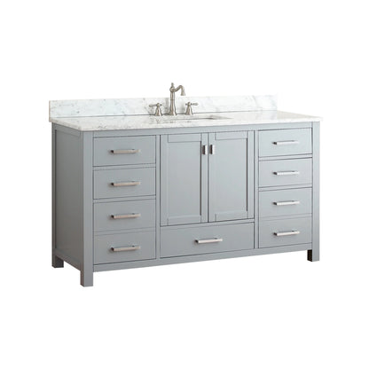 Modero 60" Freestanding Bathroom Vanity with Stone Top and Vitreous China Undermount Sink