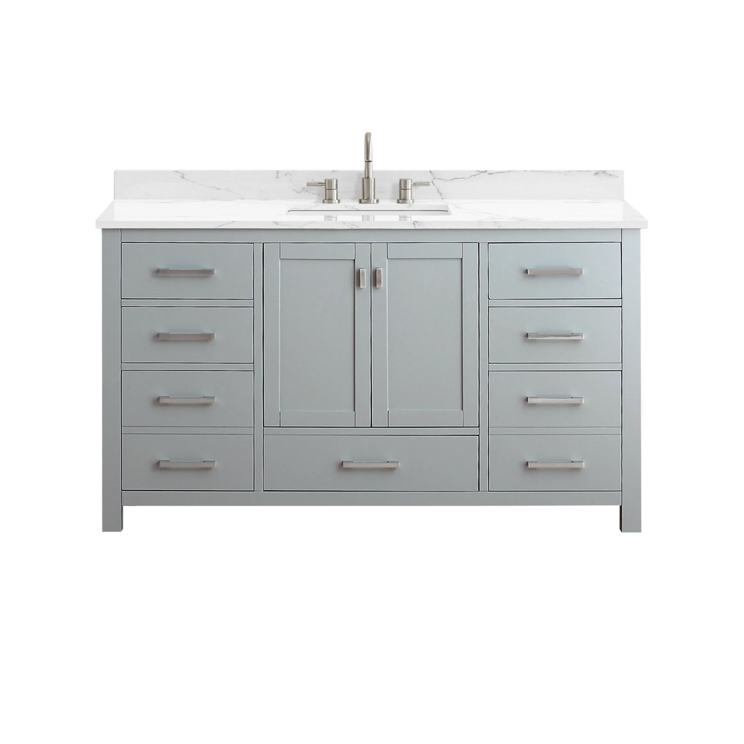 Modero 60" Freestanding Bathroom Vanity with Stone Top and Vitreous China Undermount Sink