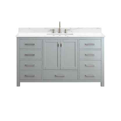 Modero 60" Freestanding Bathroom Vanity with Stone Top and Vitreous China Undermount Sink