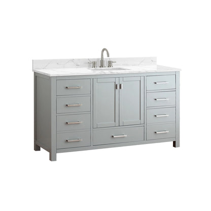 Modero 60" Freestanding Bathroom Vanity with Stone Top and Vitreous China Undermount Sink