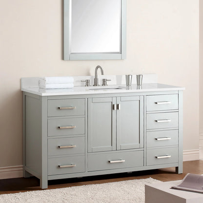 Modero 60" Freestanding Bathroom Vanity with Stone Top and Vitreous China Undermount Sink