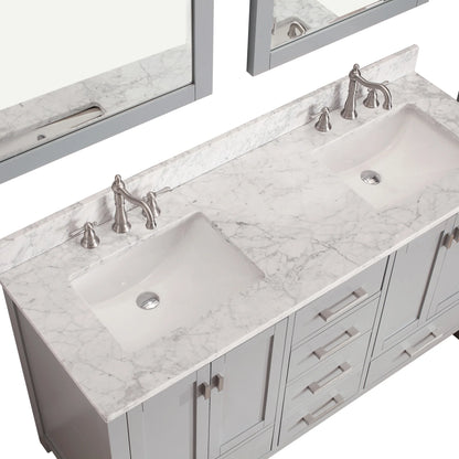 Modero 60" Freestanding Bathroom Vanity with Stone Top and Vitreous China Undermount Sink