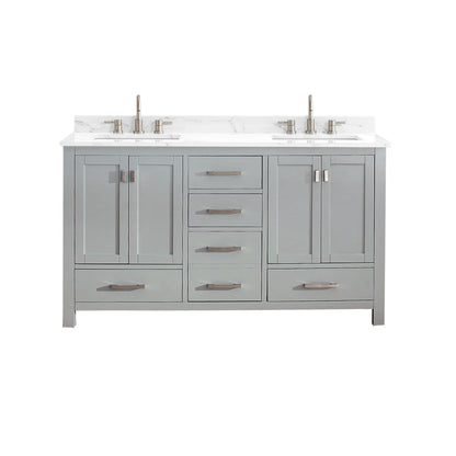 Modero 60" Freestanding Bathroom Vanity with Stone Top and Vitreous China Undermount Sink