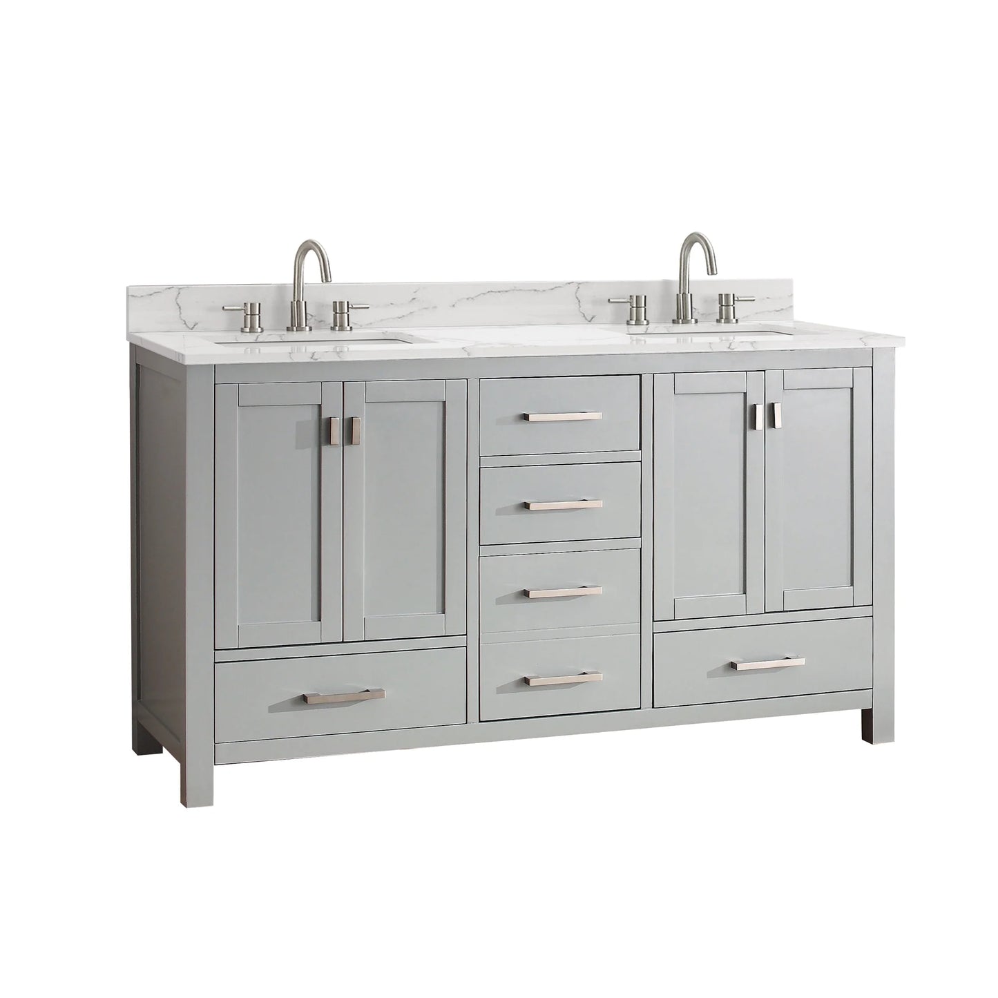 Modero 60" Freestanding Bathroom Vanity with Stone Top and Vitreous China Undermount Sink