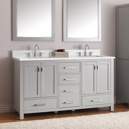 Modero 60" Freestanding Bathroom Vanity with Stone Top and Vitreous China Undermount Sink