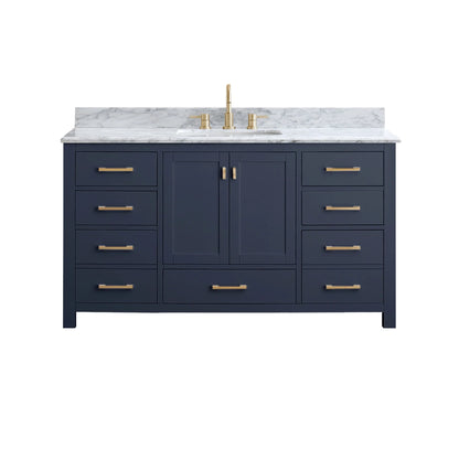 Modero 60" Freestanding Bathroom Vanity with Stone Top and Vitreous China Undermount Sink