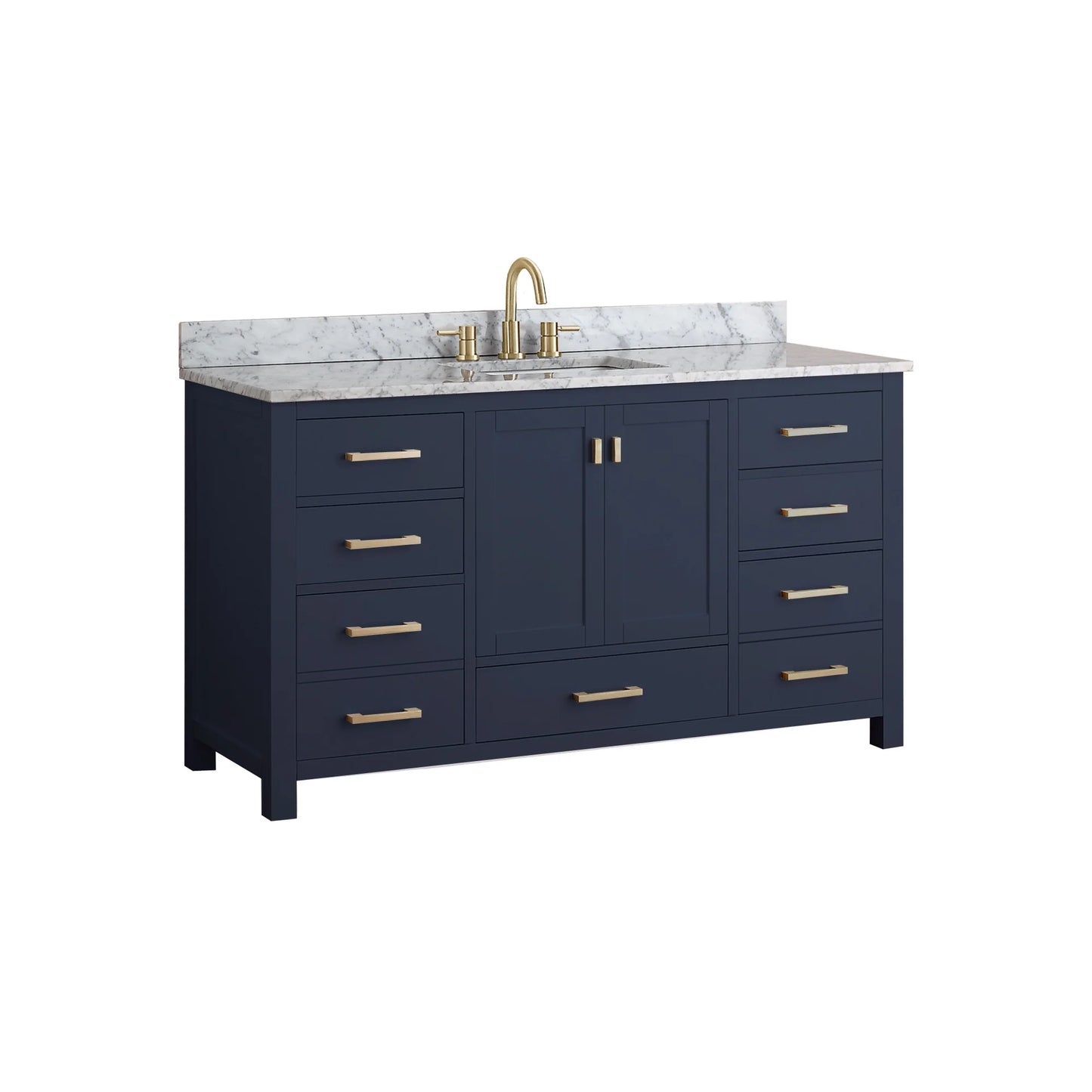 Modero 60" Freestanding Bathroom Vanity with Stone Top and Vitreous China Undermount Sink