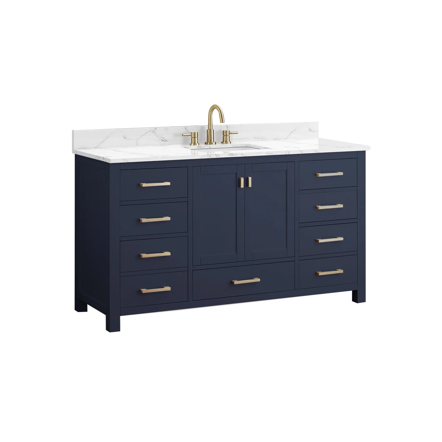 Modero 60" Freestanding Bathroom Vanity with Stone Top and Vitreous China Undermount Sink