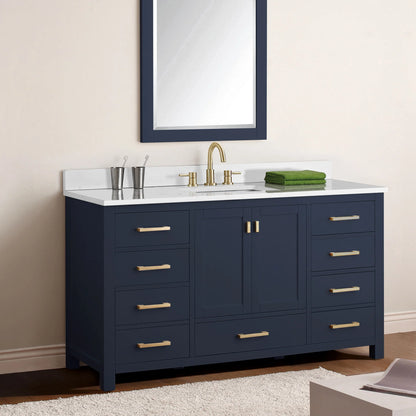 Modero 60" Freestanding Bathroom Vanity with Stone Top and Vitreous China Undermount Sink