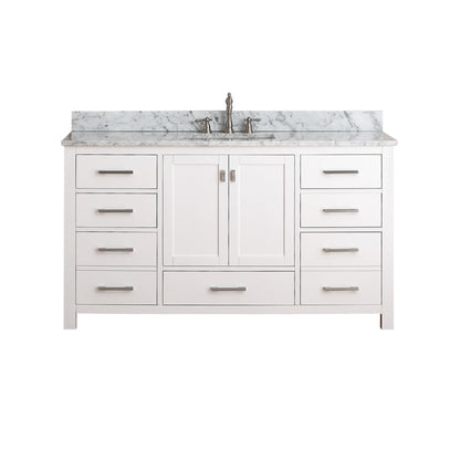 Modero 60" Freestanding Bathroom Vanity with Stone Top and Vitreous China Undermount Sink