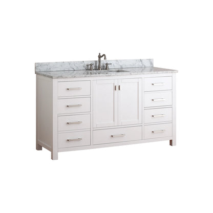 Modero 60" Freestanding Bathroom Vanity with Stone Top and Vitreous China Undermount Sink