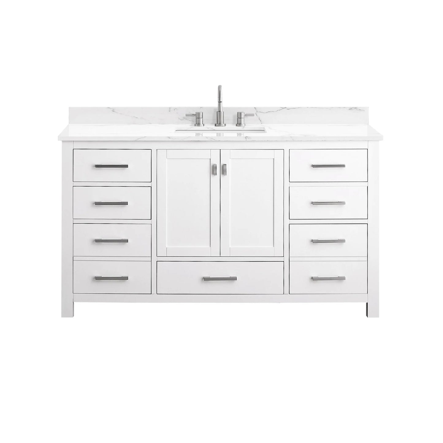 Modero 60" Freestanding Bathroom Vanity with Stone Top and Vitreous China Undermount Sink