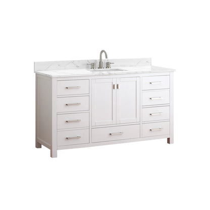 Modero 60" Freestanding Bathroom Vanity with Stone Top and Vitreous China Undermount Sink