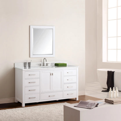 Modero 60" Freestanding Bathroom Vanity with Stone Top and Vitreous China Undermount Sink