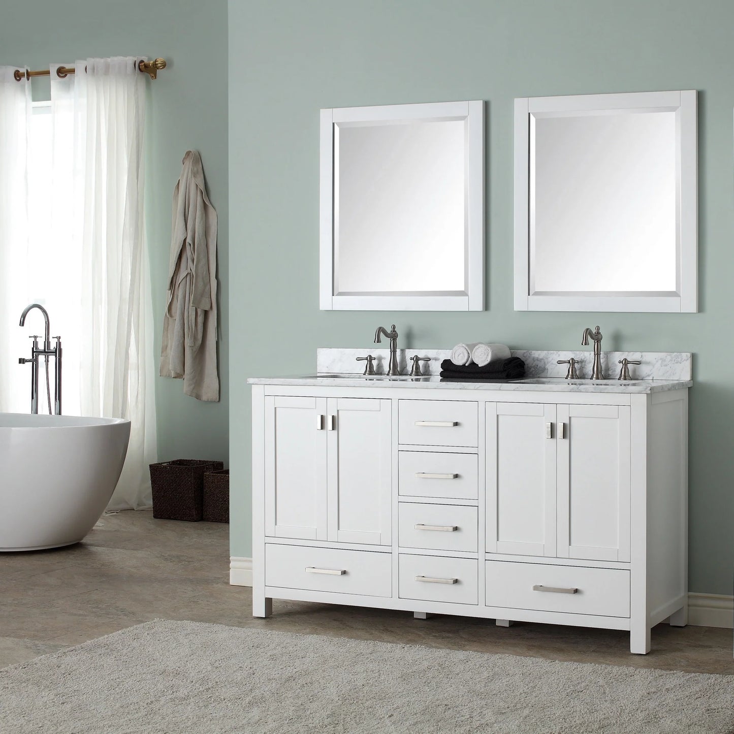 Modero 60" Freestanding Bathroom Vanity with Stone Top and Vitreous China Undermount Sink