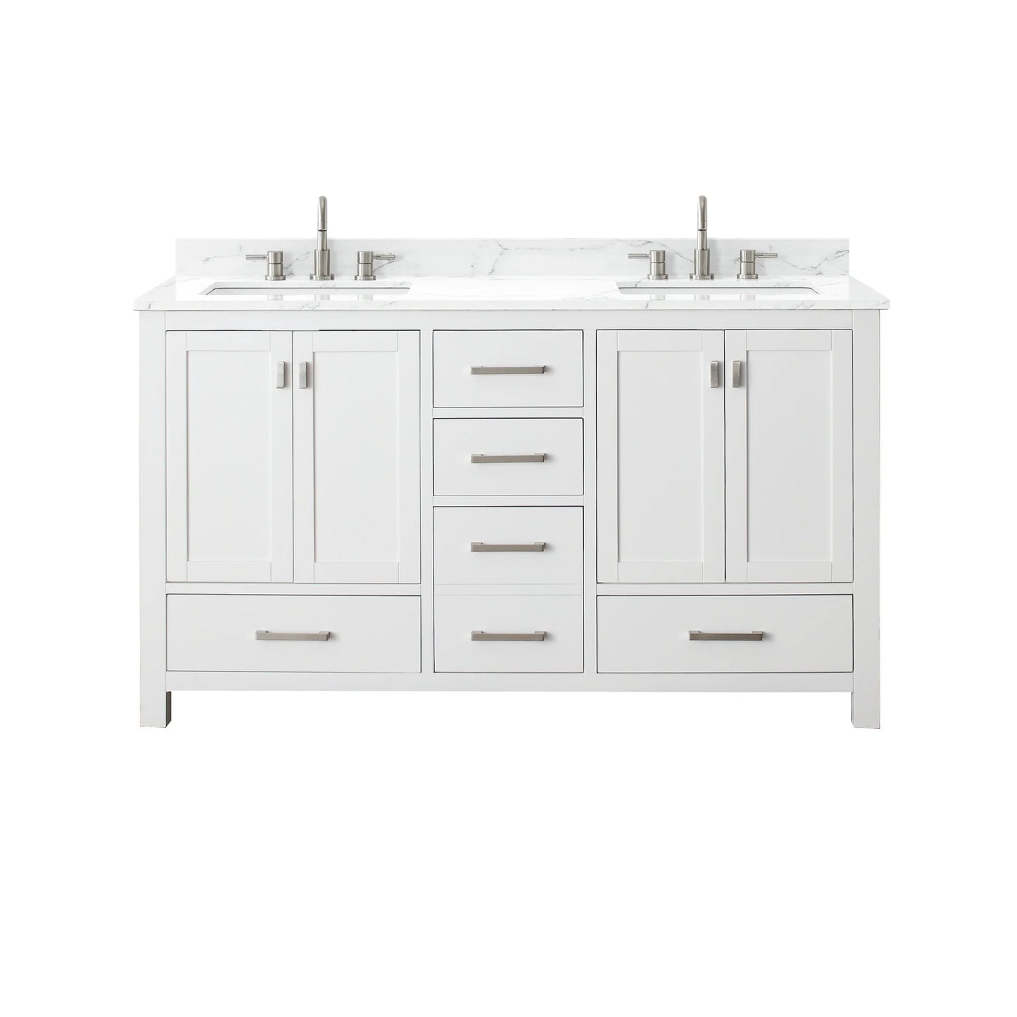 Modero 60" Freestanding Bathroom Vanity with Stone Top and Vitreous China Undermount Sink