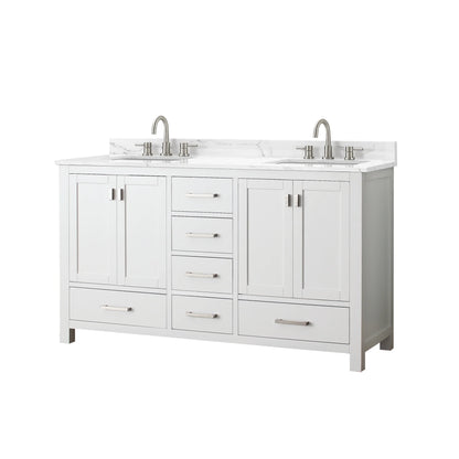 Modero 60" Freestanding Bathroom Vanity with Stone Top and Vitreous China Undermount Sink