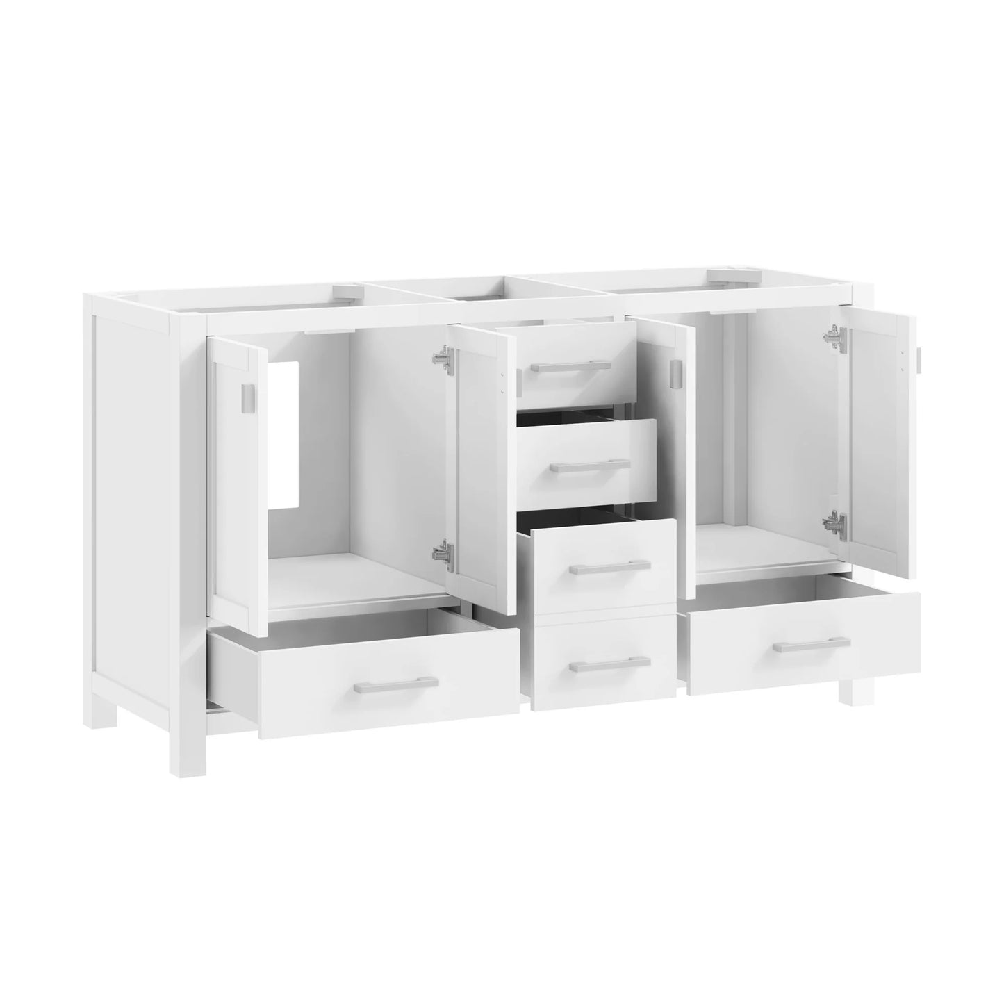 Modero 60" Freestanding Bathroom Vanity with Stone Top and Vitreous China Undermount Sink