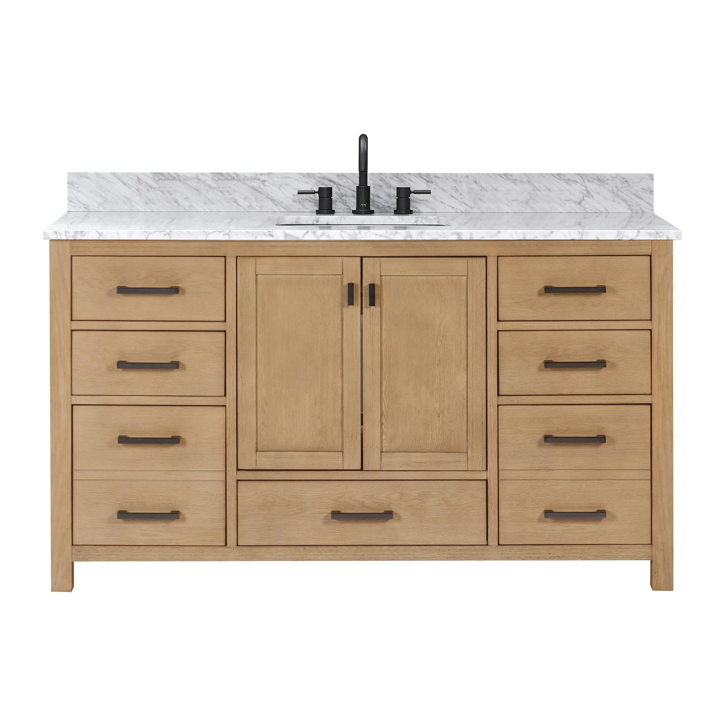 Modero 60" Freestanding Bathroom Vanity with Stone Top and Vitreous China Undermount Sink