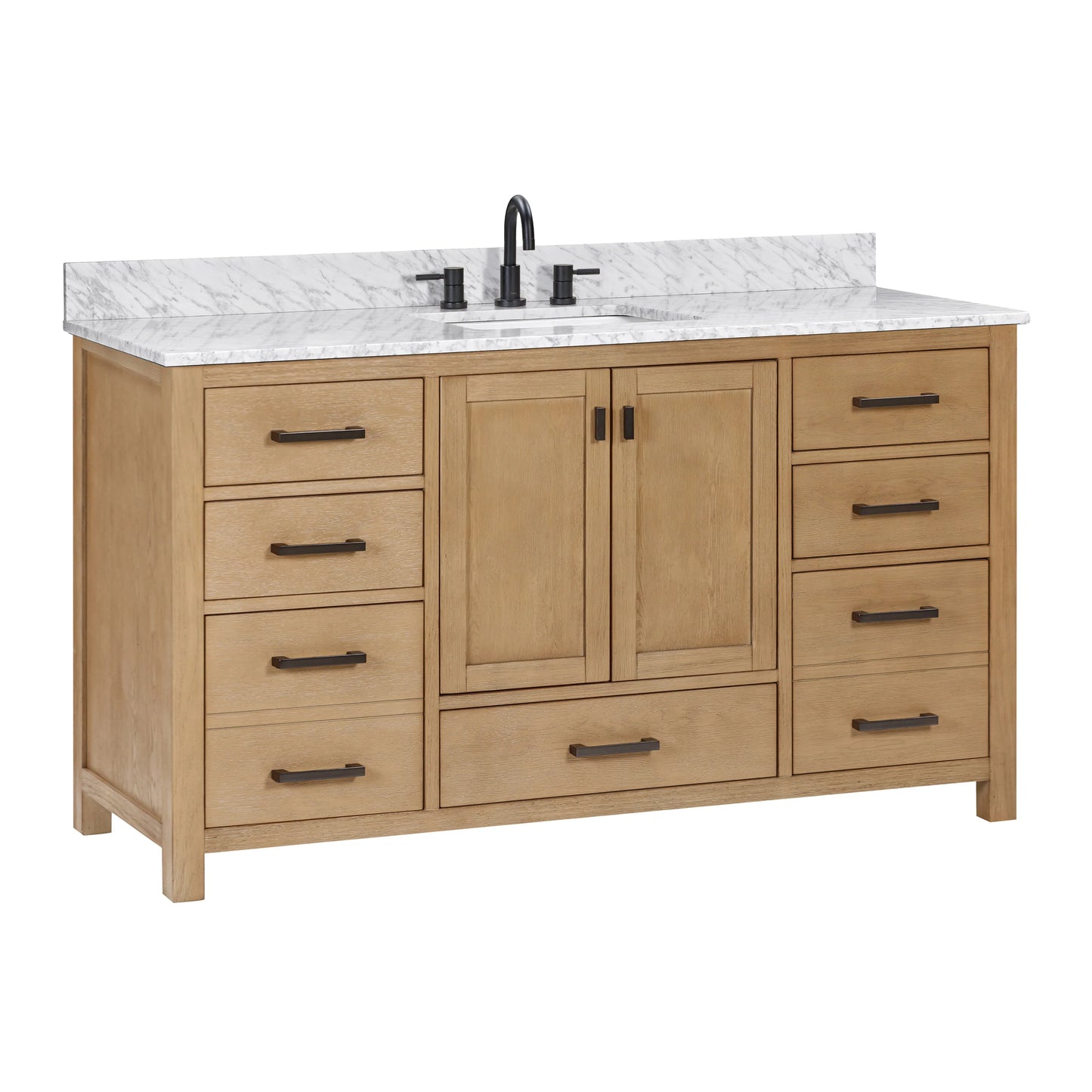 Modero 60" Freestanding Bathroom Vanity with Stone Top and Vitreous China Undermount Sink