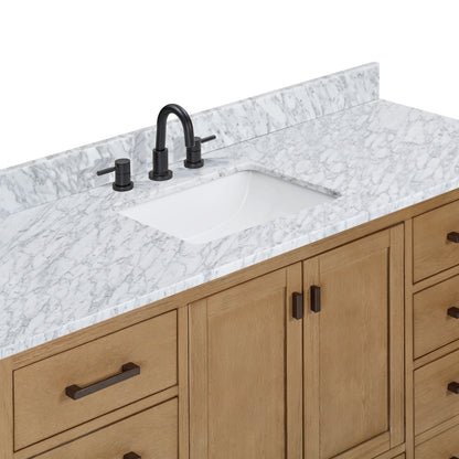 Modero 60" Freestanding Bathroom Vanity with Stone Top and Vitreous China Undermount Sink