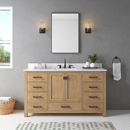 Modero 60" Freestanding Bathroom Vanity with Stone Top and Vitreous China Undermount Sink