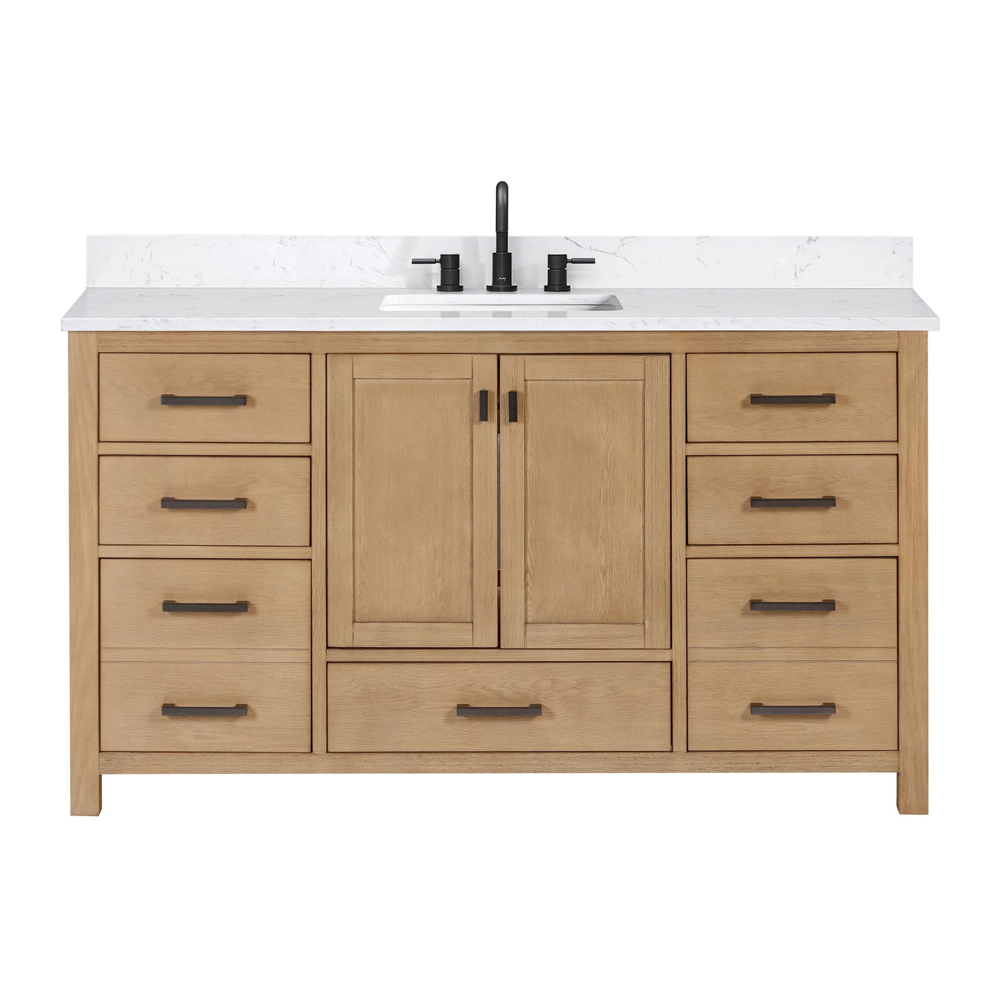 Modero 60" Freestanding Bathroom Vanity with Stone Top and Vitreous China Undermount Sink