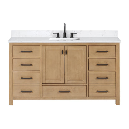 Modero 60" Freestanding Bathroom Vanity with Stone Top and Vitreous China Undermount Sink