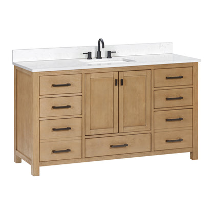 Modero 60" Freestanding Bathroom Vanity with Stone Top and Vitreous China Undermount Sink