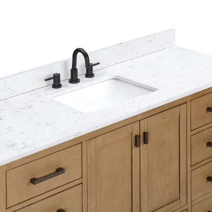 Modero 60" Freestanding Bathroom Vanity with Stone Top and Vitreous China Undermount Sink