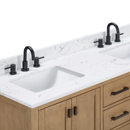 Modero 60" Freestanding Bathroom Vanity with Stone Top and Vitreous China Undermount Sink