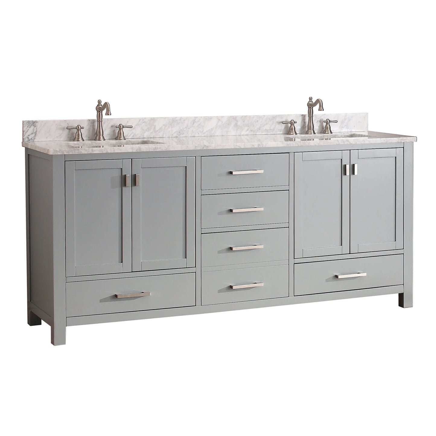 Modero 72" Freestanding Bathroom Vanity with Stone Top and Vitreous China Undermount Sinks