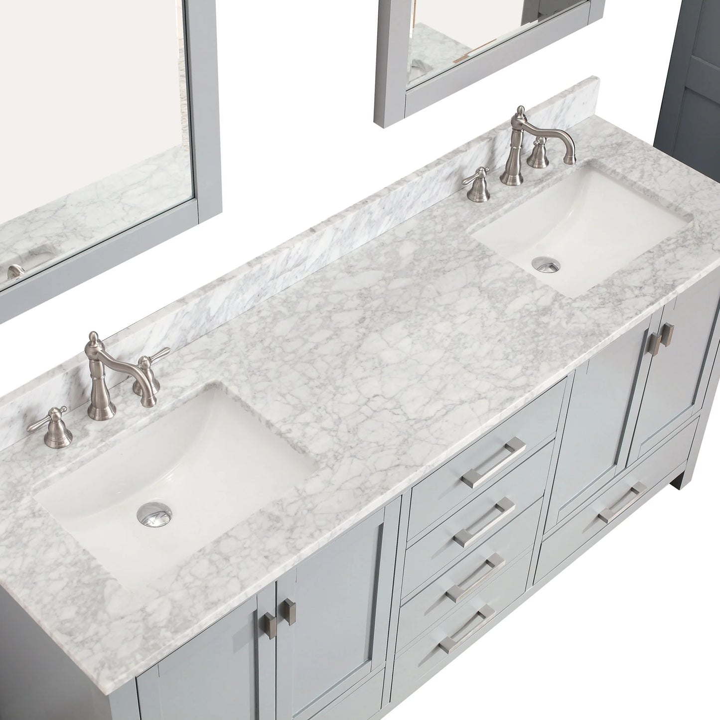 Modero 72" Freestanding Bathroom Vanity with Stone Top and Vitreous China Undermount Sinks