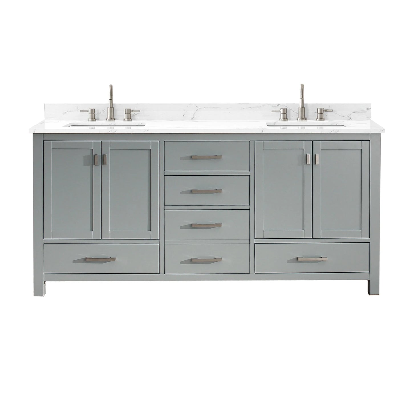 Modero 72" Freestanding Bathroom Vanity with Stone Top and Vitreous China Undermount Sinks