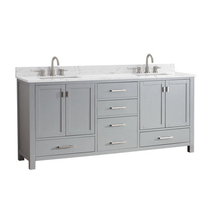 Modero 72" Freestanding Bathroom Vanity with Stone Top and Vitreous China Undermount Sinks