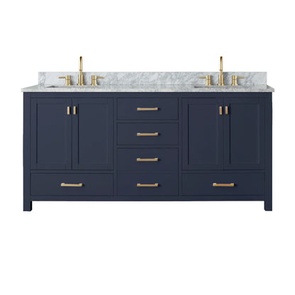 Modero 72" Freestanding Bathroom Vanity with Stone Top and Vitreous China Undermount Sinks