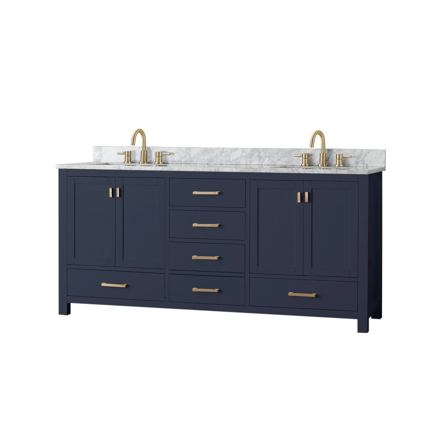 Modero 72" Freestanding Bathroom Vanity with Stone Top and Vitreous China Undermount Sinks