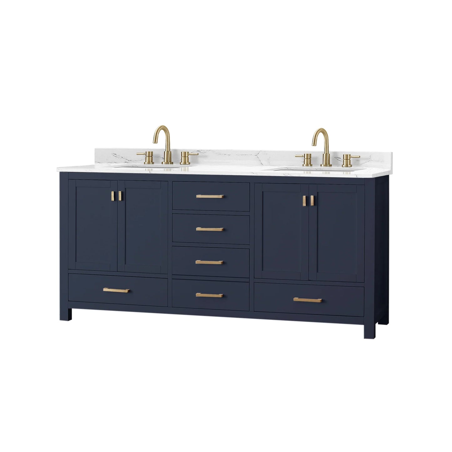 Modero 72" Freestanding Bathroom Vanity with Stone Top and Vitreous China Undermount Sinks