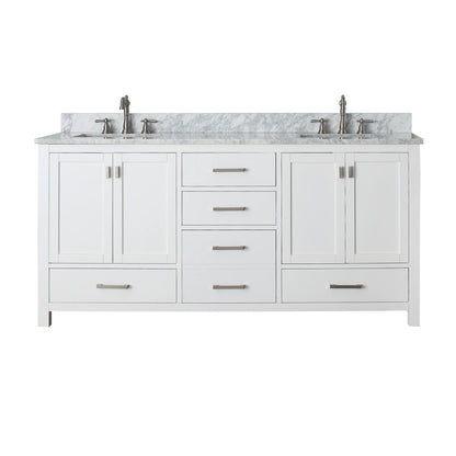 Modero 72" Freestanding Bathroom Vanity with Stone Top and Vitreous China Undermount Sinks