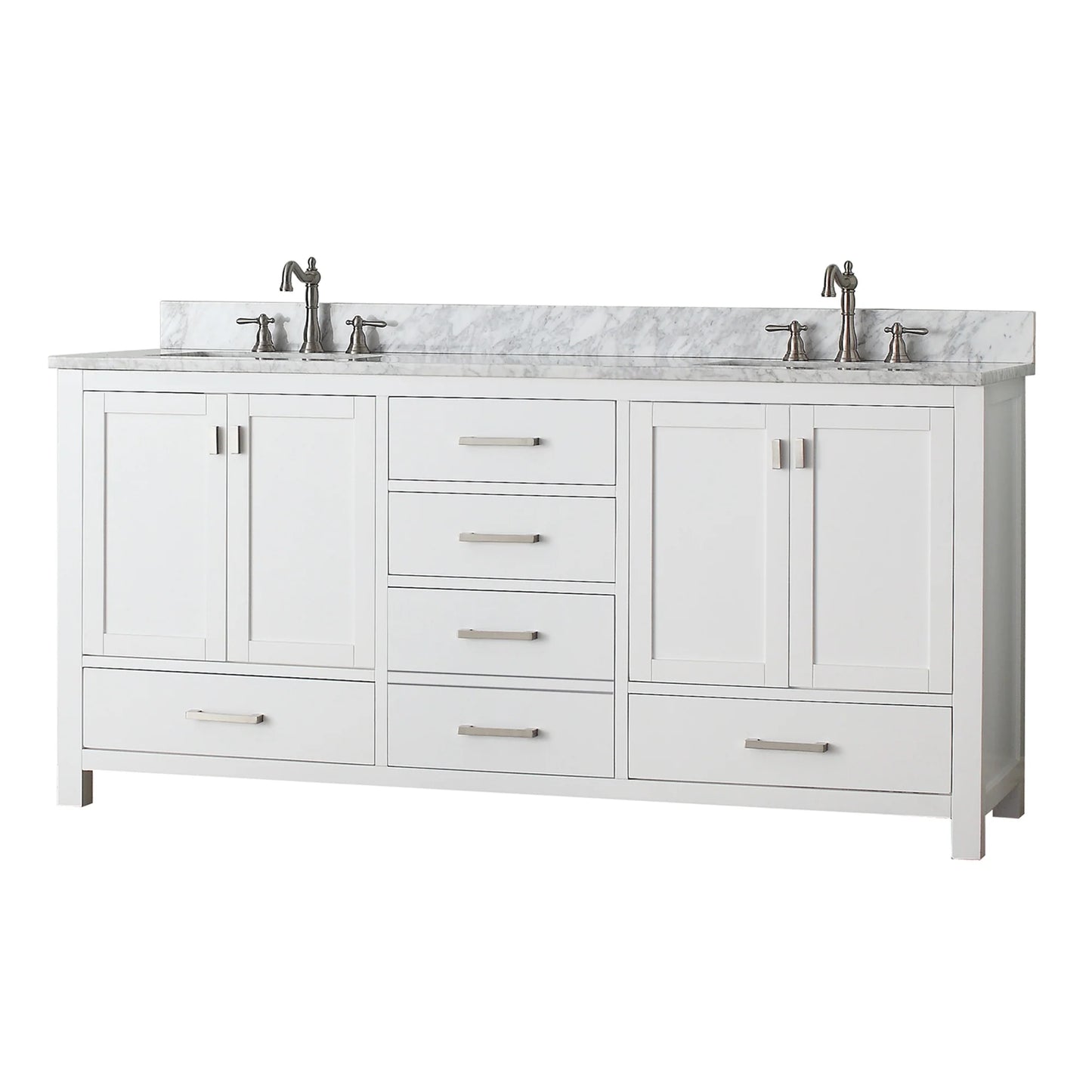 Modero 72" Freestanding Bathroom Vanity with Stone Top and Vitreous China Undermount Sinks