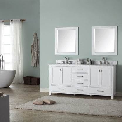 Modero 72" Freestanding Bathroom Vanity with Stone Top and Vitreous China Undermount Sinks